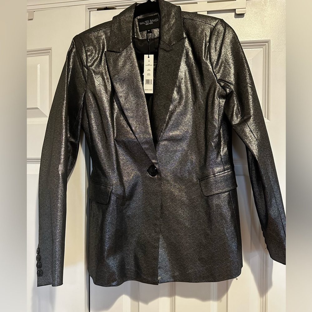 Walter Baker Silver metallic single breasted blazer Brand new